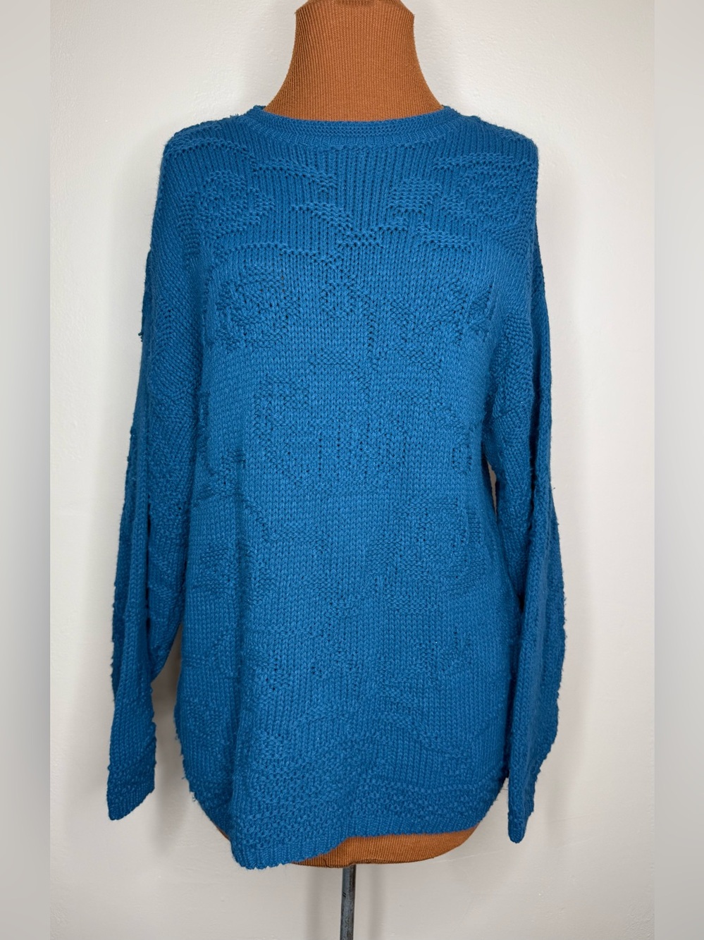 Bobbie Brooks Vintage Teal Blue Crewneck Sweater Size Large